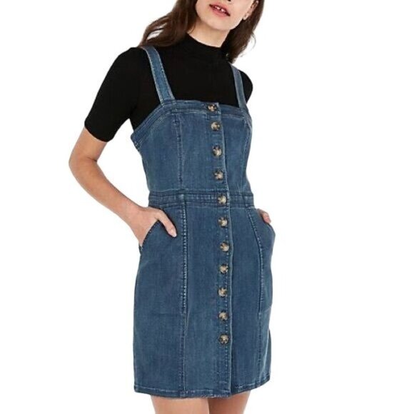 Express Denim Button Down Mini Dress - Picture 2 of 8